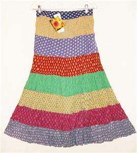 Sacred Threads Hippy Boho Indian Artsy Crinkle Skirt d  