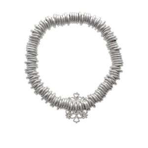  AB Swarovski Crystal with Filigree Silver Plated Charm Links Bracelet