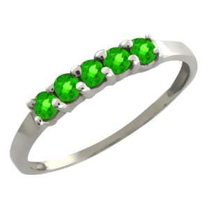  0.35 Ct Round Green Tsavorite 18k White Gold Ring Jewelry