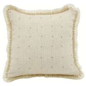   Throw Pillow 18 Inch Square Rivet W/dbl Fringe Natural