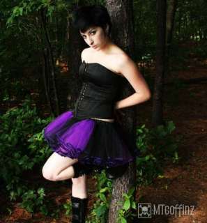 Purple Black Striped TuTu Tulle Skirt Cyber Goth Faerie  