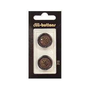  Dill Buttons 20mm Shank Black/Antique Gold 2 pc (6 Pack)