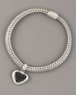 Black Sapphire Heart Charm Bracelet, Small