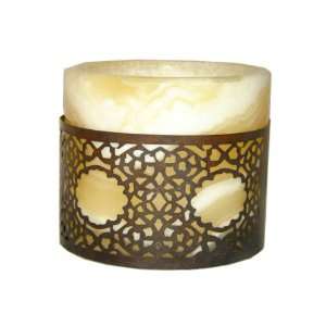   Candleholder with a Pierced Brass Shield (4H x 3D)