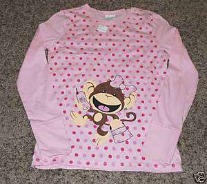 Limited Too NEW Girls 18 Pink Long Sleeve Shirt Monkey  