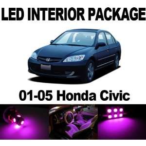 Honda Civic 2001 2005 PINK 7 x SMD LED Interior Bulb Package Combo 