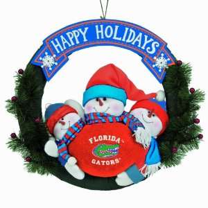   Happy Holidays Triple Snowman Family Christmas Wreath