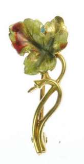   14K SOLID YELLOW GOLD AUTUMN FALL LEAF ESTATE PIN J216226  