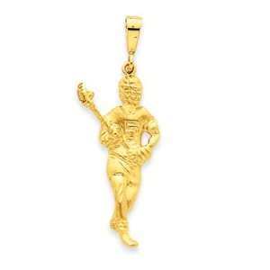  14k Gold Lacrosse Player Pendant Jewelry
