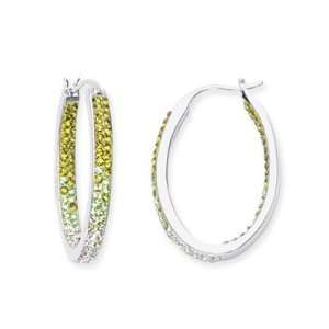   Silver Peridot Inside Outside Oval Hoop Earring CleverEve Jewelry