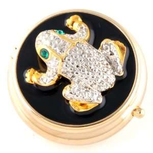  Fashionable Pill Box   Gold Tone Color with Frog Design Jewelry