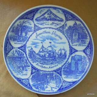 Vintage Plate Jamestown Virginia Blue & White 9.25  