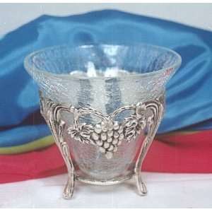   HANDMADE HANDCRAFTED DECORATIVE SILVER PLATED CRACKLE GLASS BOWL