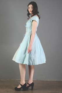   BLUE madmen TIERED BOWS prom LACE party COCKTAIL vlv dress 50s 60s XS