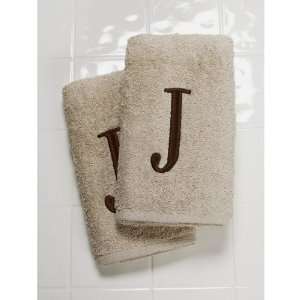 Avanti Linens Monogram Hand Towels Set   2 Piece   LINEN/BROWN J 