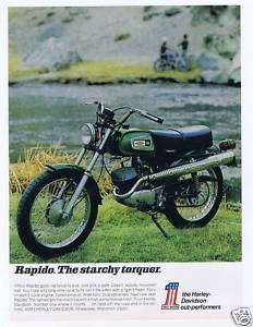 1970~HARLEY DAVIDSON 125 RAPIDO TRAIL BIKE~Motorcycle~Starchy Torquer 