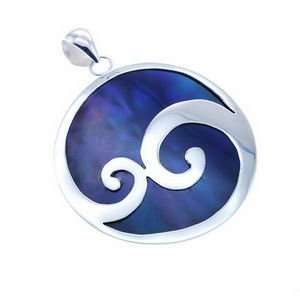  Shell and Sterling Silver Round Pendant 