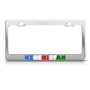 Uzbekistan Flag Country Metal license plate frame Tag Holder
