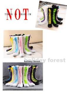   girls fashion knee high canvas boots shoes Sneakers + Gift  