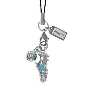  Soccer Shoe Luxury Cell Phone Charm, Metal / Blue 
