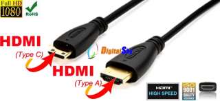   FT 1.5m Mini HDMI C to HDMI A 1080p M to Male Cable 1.3a C15  