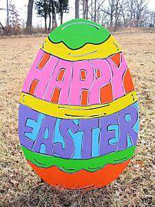 Vibrant Happy Easter Egg Spring Yard Art Decoration  