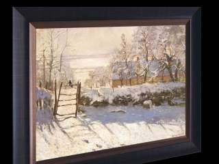 MONET THE MAGPIE FRAMED CANVAS GICLEE ART REPRO 28x24  