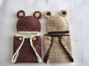PC. CROCHETED PREEMIE BABY DIAPER COVER AND HAT SET  