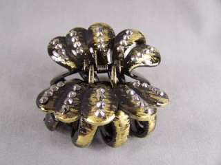 Bronze metallic black BIG round barrette octopus hair clip claw clamp 