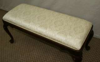   GEORGIAN COURT QUEEN ANNE CHERRY UPHOLSTER BENCH BED STOOL SEAT  