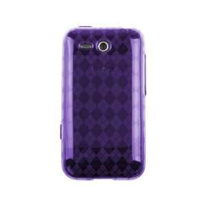  Gel Skin Phone Protector Cover Case Purple Checker For HTC Freestyle 
