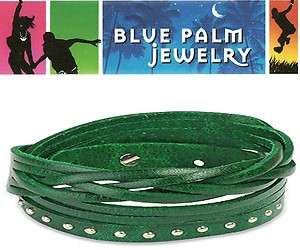 Green Leather Triple Wrap Bracelet Wristband Cuff B9  