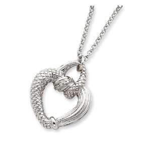  Sterling Silver CZ Open Heart Necklace Jewelry