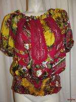 BFS01~XOXO Burgundy Mustard Green Floral Lace Panel Accent Blouse Top 