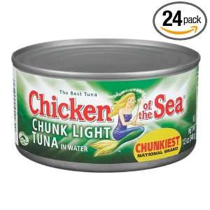 Chicken of the Sea, Chunk Light Tuna in Water, 12 Ounce Tins (Pack of 