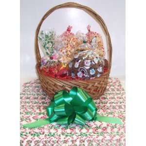   Christmas Day Treat Christmas Basket with Handle Candy Cane Wrapping