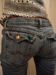 Authentic David Kahn Mid Rise Boot Cut LAUREN Flap Pocket Jeans 28 x 