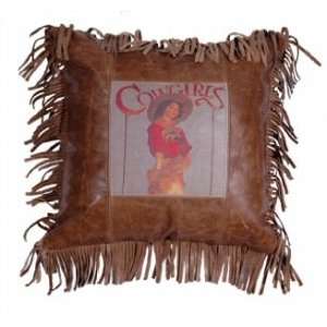  Western Cowgirl Fringe Leather Pillow