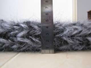   THICK HAND KNITTED BLACK GREY BIG MOHAIR TURTLENECK SWEATER  