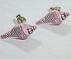 Pink Spiral SEASHELL beach jewelry ~STUD EARRINGS~ ocean Shell Sea 