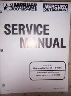1997 Mercury Mariner 25 4 Stroke Outboard Manual U  