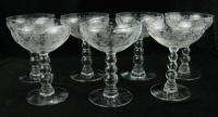 Vintage Duncan Miller First Love Set 7 Tall Champagne/Sherbet Glasses 