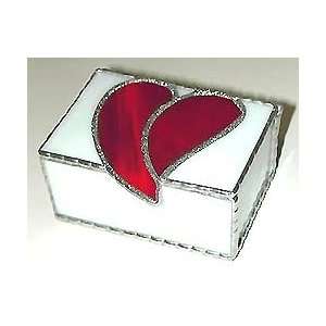  Red & White Stained Glass Box   3 1/2 x 3 1/4