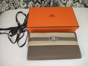 NEW IN BOX 100% AUTHENTIC HERMES LONG KELLY WALLET ETOUPE 18 PHW 