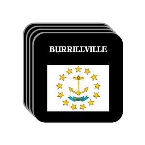 US State Flag   BURRILLVILLE, Rhode Island (RI) Set of 4 Mini Mousepad 