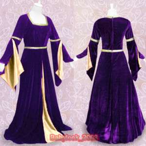 Medieval Renaissance Purple Gown Dress Costume Wedding  