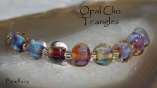BF * Opal Clio Triangles * Lampwork 8 Bead Set SRA  