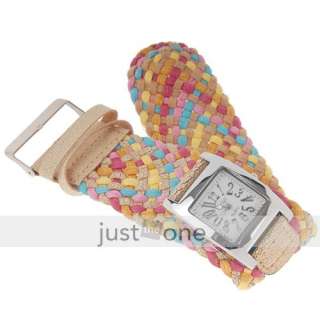 Women Weaving Braided Strap bracelet Quartz Wrist Watch  