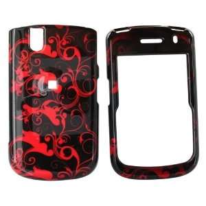    For Blackberry Tour Hard Case Red Swirl Designs Black Electronics