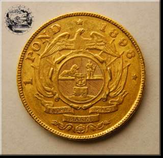 South Africa 1 POND (Een) 1898 Gold Zuid Afrikaansche Republiek  